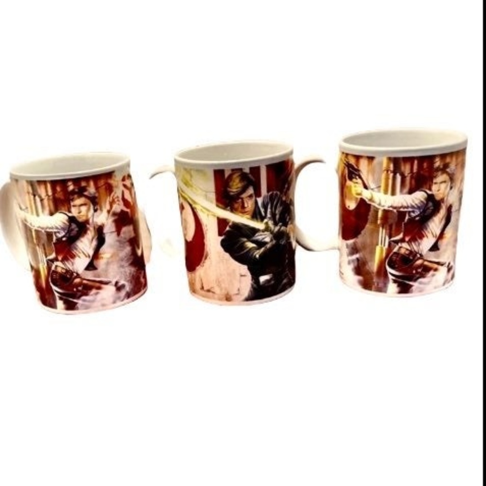 STAR WARS 2011 Galerie Lucasfilm Han Solo Luke Skywalker Mug Cup  Set of 3